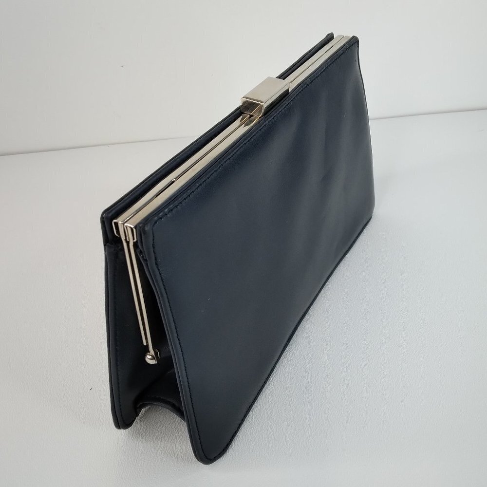 Giani Bernini Blue Leather Kiss Lock Clutch